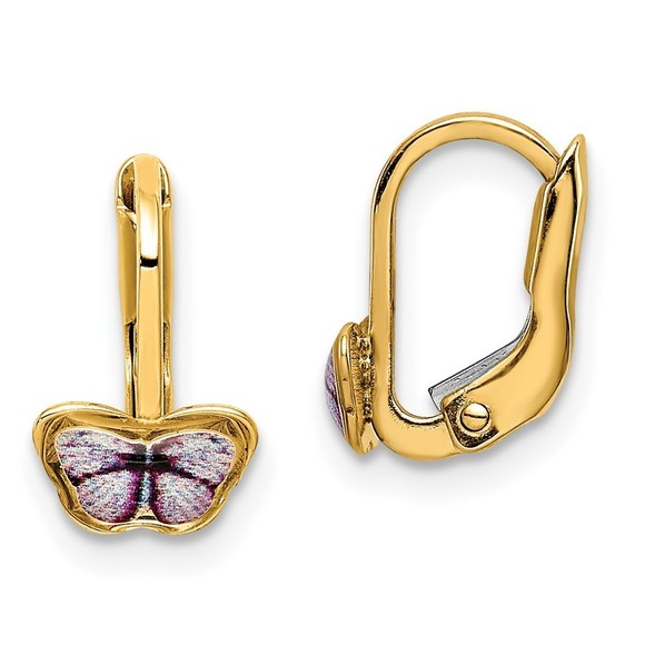 14K Children´s Enamel Butterfly Hoop Earrings,All Products : American Fashion Style Bags On Sale